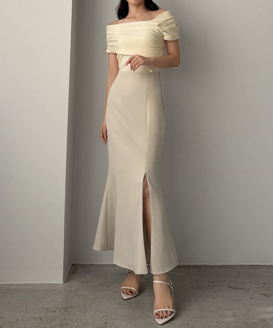 【656】ファスナースリット2WAYマーメイドスカート（ショーパン風インパン付き）